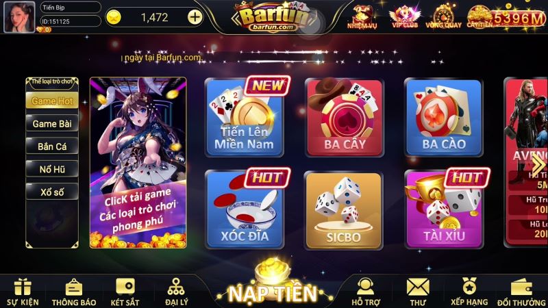Barfun com - Cổng game hot nhất hiện nay 1 Khám phá sảnh game barfun com