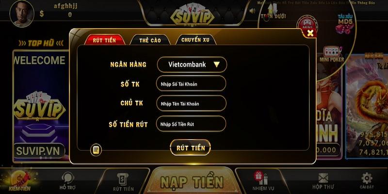 Hướng dẫn cách rút tiền Suvip tiện lợi và nhanh chóng